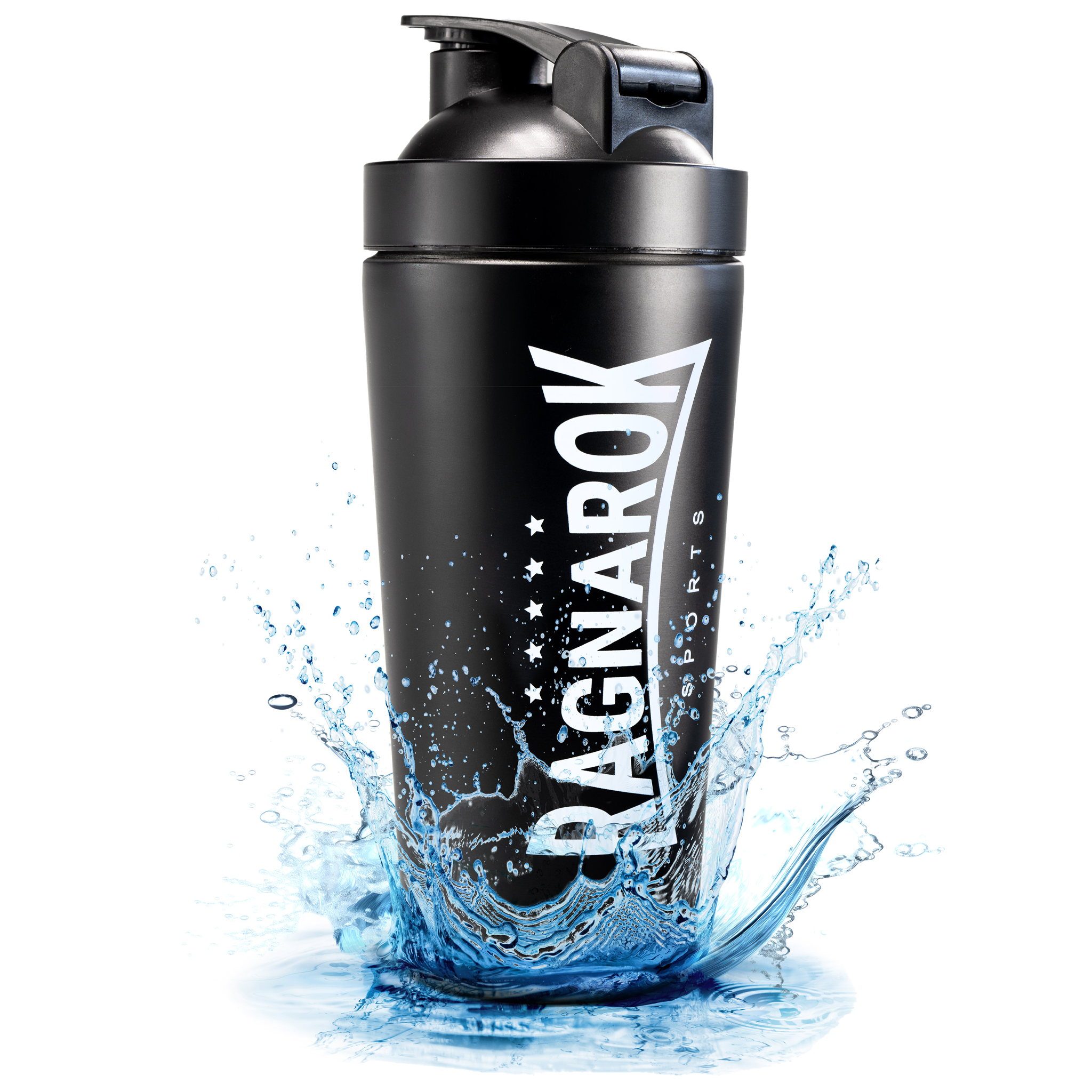 RAGNAROK Edelstahl Shaker Protein 750ml Metallshaker Trinkflasche mit Kugel Sport Fitness